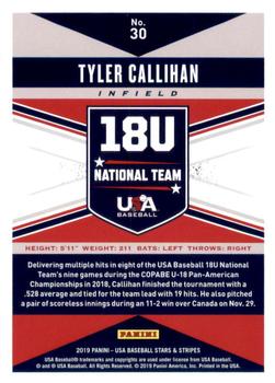 2019 Panini USA Baseball Stars & Stripes #30 Tyler Callihan Back