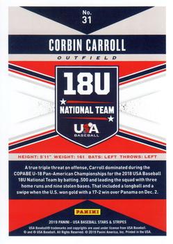 2019 Panini USA Baseball Stars & Stripes #31 Corbin Carroll Back
