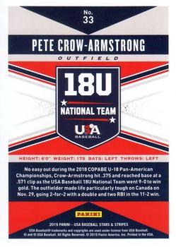 2019 Panini USA Baseball Stars & Stripes #33 Pete Crow-Armstrong Back