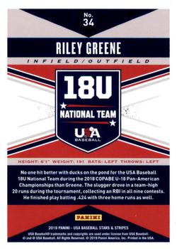 2019 Panini USA Baseball Stars & Stripes #34 Riley Greene Back