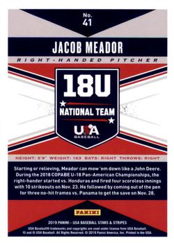 2019 Panini USA Baseball Stars & Stripes #41 Jacob Meador Back