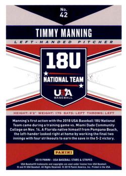 2019 Panini USA Baseball Stars & Stripes #42 Timmy Manning Back