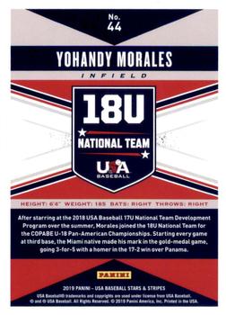 2019 Panini USA Baseball Stars & Stripes #44 Yohandy Morales Back