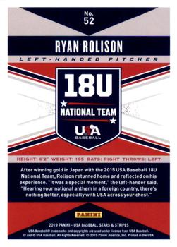 2019 Panini USA Baseball Stars & Stripes #52 Ryan Rolison Back
