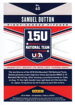 2019 Panini USA Baseball Stars & Stripes #60 Samuel Dutton Back