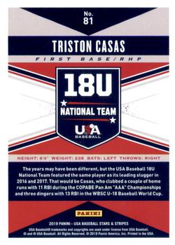 2019 Panini USA Baseball Stars & Stripes #81 Triston Casas Back