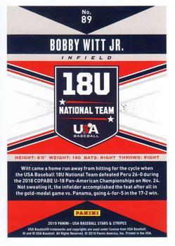 2019 Panini USA Baseball Stars & Stripes #89 Bobby Witt Jr. Back