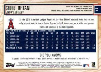 2019 Topps Big League #17 Shohei Ohtani Back