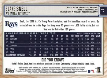 2019 Topps Big League #40 Blake Snell Back
