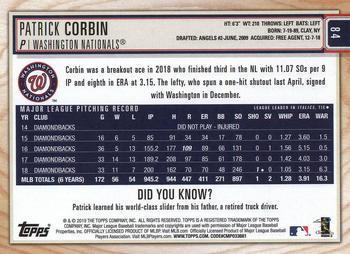 2019 Topps Big League #84 Patrick Corbin Back