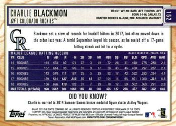 2019 Topps Big League #152 Charlie Blackmon Back