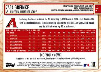 2019 Topps Big League #162 Zack Greinke Back
