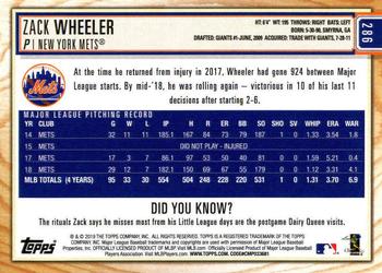 2019 Topps Big League #286 Zack Wheeler Back