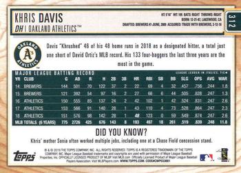2019 Topps Big League #312 Khris Davis Back
