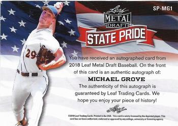 2018 Leaf Metal Draft - State Pride Autographs #SP-MG1 Michael Grove Back