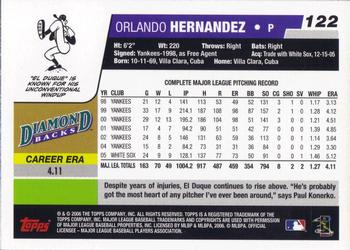 2006 Topps Opening Day #122 Orlando Hernandez Back