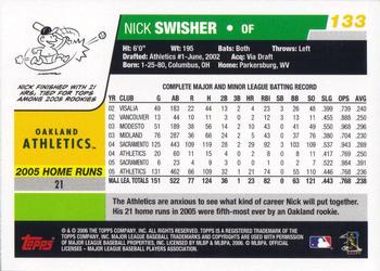 2006 Topps Opening Day #133 Nick Swisher Back