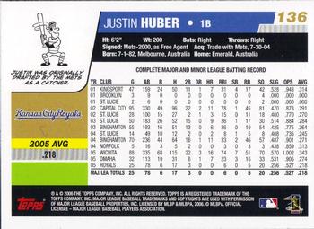 2006 Topps Opening Day #136 Justin Huber Back