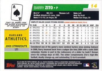 2006 Topps Opening Day #14 Barry Zito Back
