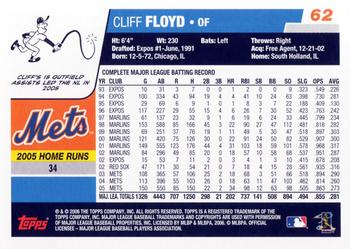 2006 Topps Opening Day #62 Cliff Floyd Back