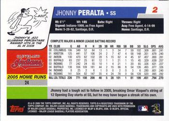 2006 Topps Opening Day #2 Jhonny Peralta Back
