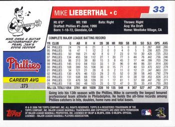 2006 Topps Opening Day #33 Mike Lieberthal Back