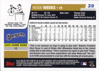 2006 Topps Opening Day #39 Rickie Weeks Back