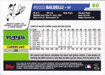 2006 Topps Opening Day #60 Rocco Baldelli Back