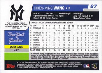 2006 Topps Opening Day #87 Chien-Ming Wang Back