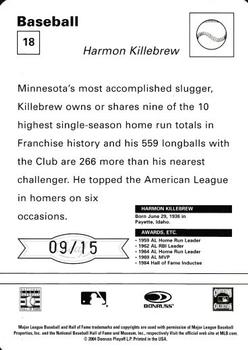 2005 Leaf - Sportscasters 15 Beige Fielding-Hat #18 Harmon Killebrew Back