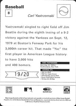 2005 Leaf - Sportscasters 20 Beige Batting-Hat #8 Carl Yastrzemski Back