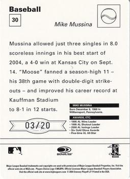 2005 Leaf - Sportscasters 20 Beige Batting-Hat #30 Mike Mussina Back