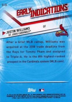 2018 Bowman's Best - Early Indications #EI-23 Justin Williams Back