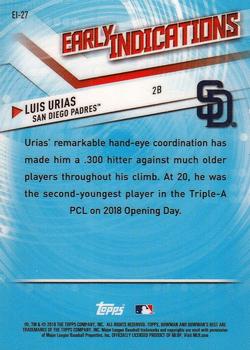 2018 Bowman's Best - Early Indications #EI-27 Luis Urias Back