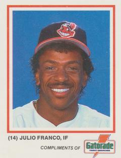 1987 Gatorade Cleveland Indians SGA #NNO Julio Franco Front