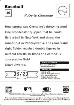 2005 Leaf - Sportscasters 20 Orange Running-Hat #40 Roberto Clemente Back