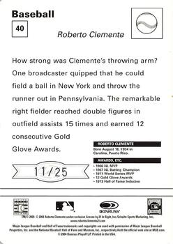 2005 Leaf - Sportscasters 25 Beige Throwing-Glove #40 Roberto Clemente Back