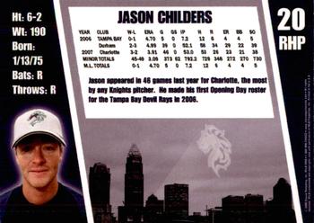2008 Charlotte Knights #NNO Jason Childers Back