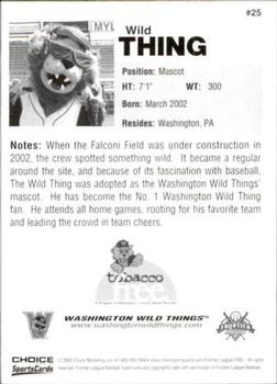2005 Choice Washington Wild Things #25 Wild Thing Back