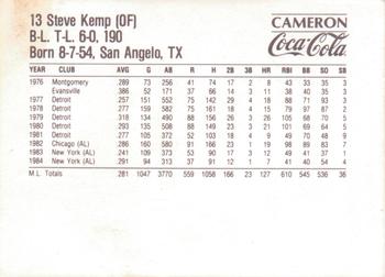 1985 Coca-Cola Pittsburgh Pirates #NNO Steve Kemp Back