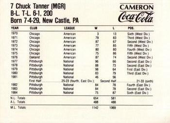 1985 Coca-Cola Pittsburgh Pirates #NNO Chuck Tanner Back