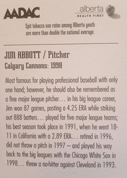 2002 AADAC Calgary Cannons All-Time Cannons #NNO Jim Abbott Back