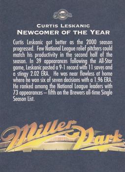 2001 Milwaukee Brewers Diamond Celebration #NNO Curtis Leskanic Back