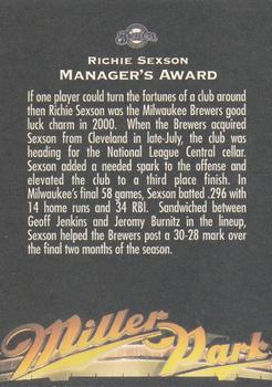 2001 Milwaukee Brewers Diamond Celebration #NNO Richie Sexson Back