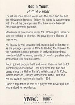 1999 Milwaukee Brewers Diamond Celebration #NNO Robin Yount Back