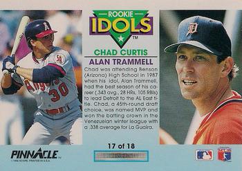 1992 Pinnacle - Rookie Idols #17 Chad Curtis / Alan Trammell Back