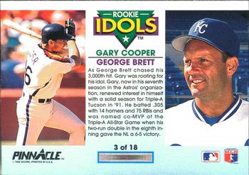 1992 Pinnacle - Rookie Idols #3 Gary Cooper / George Brett Back