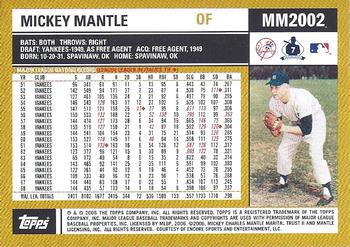 2006 Topps - The Mantle Collection #MM2002 Mickey Mantle Back