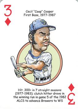 2007 Hero Decks Milwaukee Brewers Baseball Heroes Playing Cards #3♦ Cecil Cooper Front