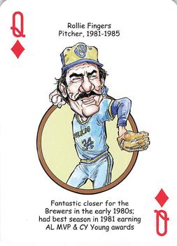2007 Hero Decks Milwaukee Brewers Baseball Heroes Playing Cards #Q♦ Rollie Fingers Front